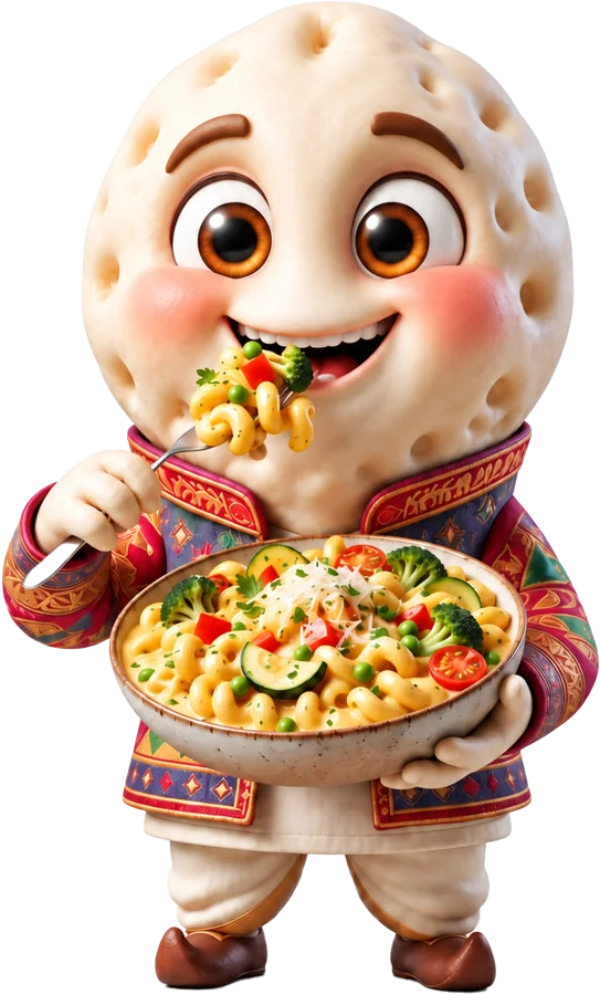 Makhana Pasta — Makhanza mascot